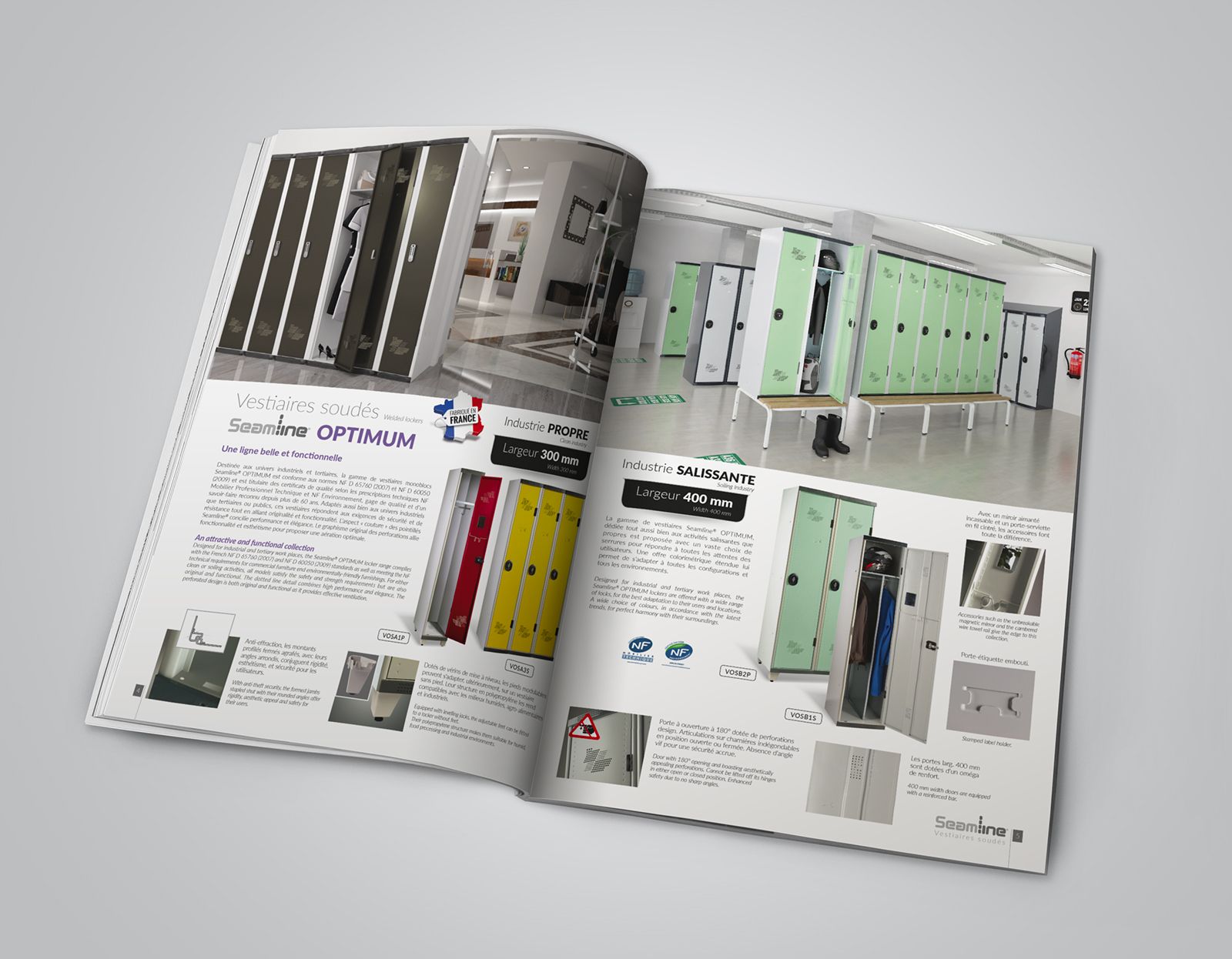 Pages intérieures brochure vestiaires Seamline Acial