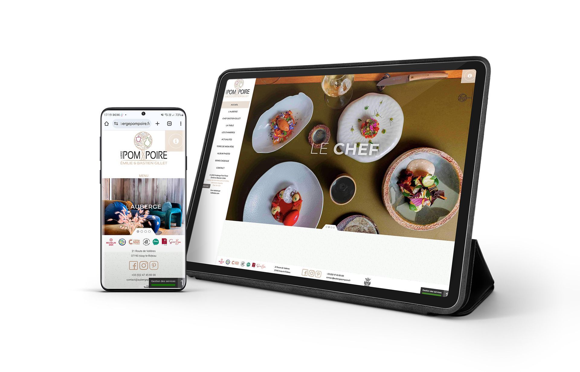 Site de l'auberge restaurant Pom Poire situé à Azay-le-Rideau