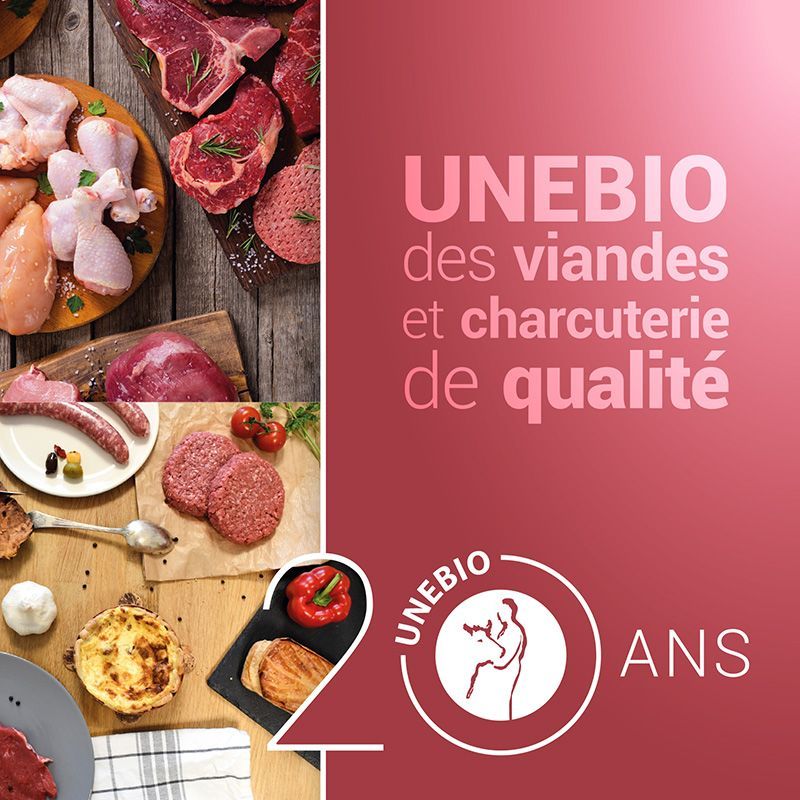 Poster 20 ans UNEBIO viandes et charcuterie de qualité