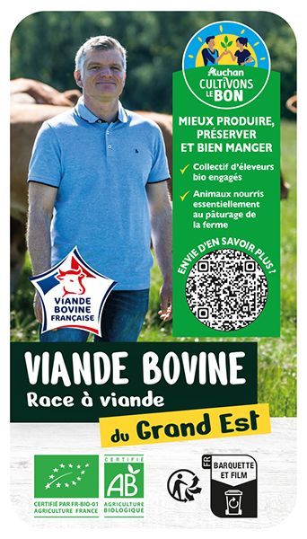 Étiquette Auchan Cultivons le bon  viande bovine