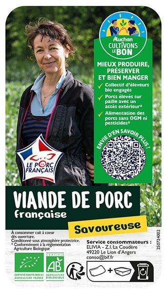 Etiquette Auchan Cultivons le bon Viande de porc