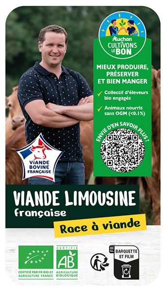 Etiquette Auchan Cultivons le bon Viande limousine