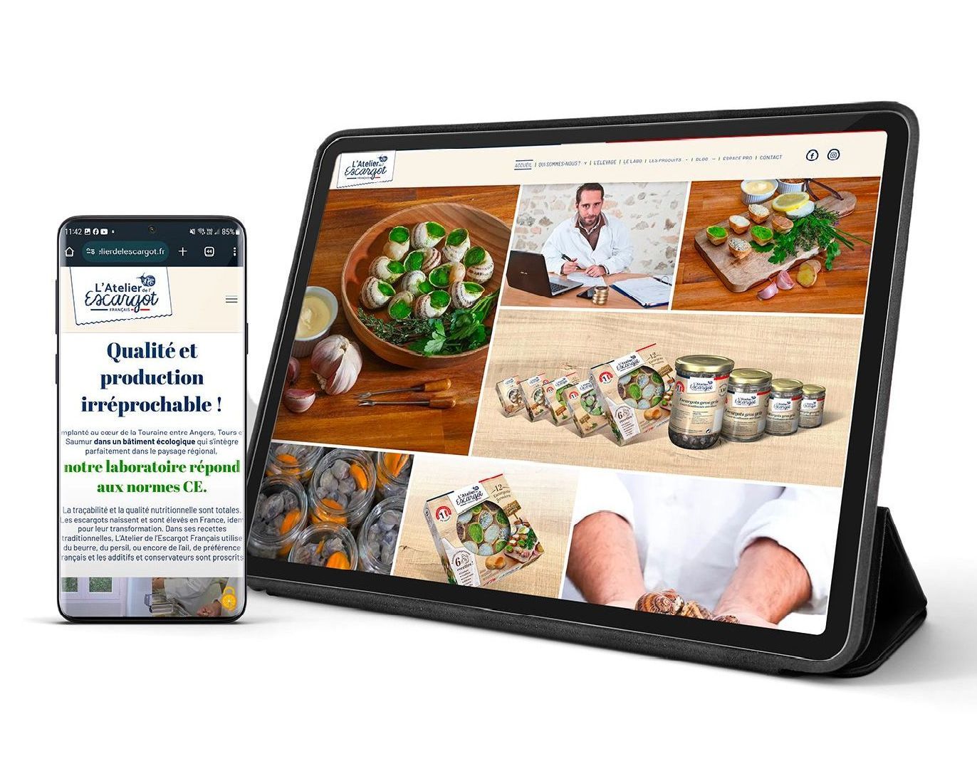 Site internet responsive de l'atelier de l'escargot Français Site internet responsive de l'atelier de l'escargot Français