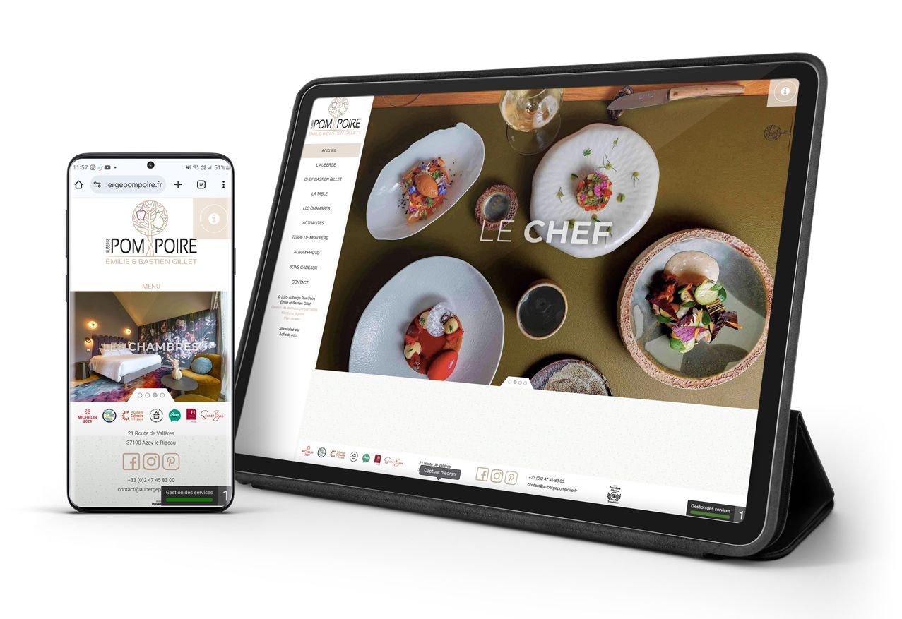 Site de l'auberge restaurant étoilé Pompoire situé à Azay-le-rideau