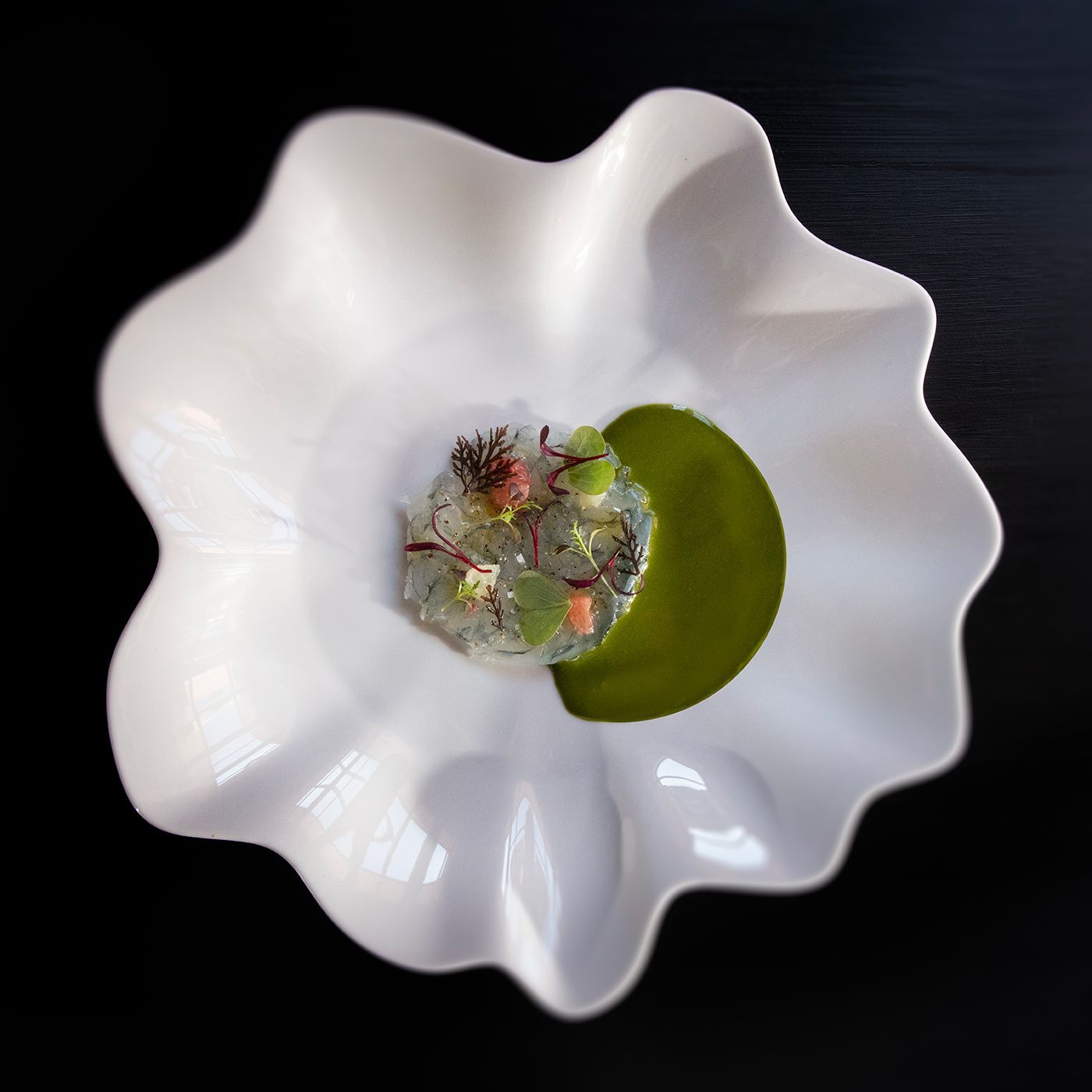 Assiette de gambas du restaurant Arbore et sens