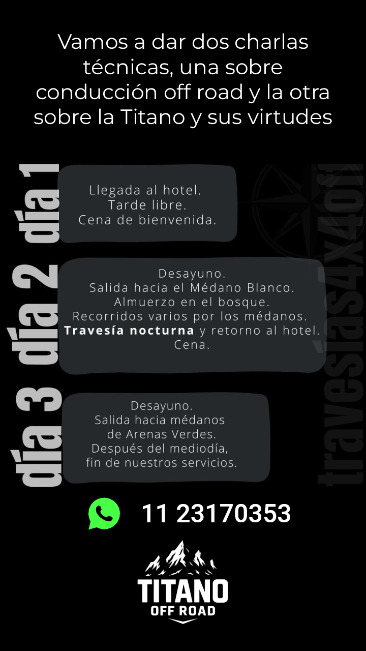 Itinerario para un evento Titano Off Road