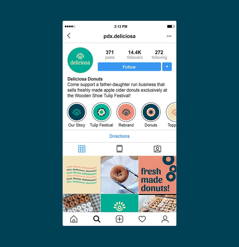 Instagram feed showcasing refreshed visual identity for local food vendor.