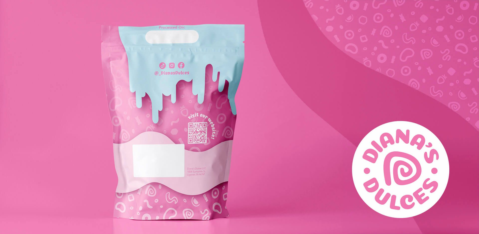 Back of the custom designed standing pouch for enchilados.