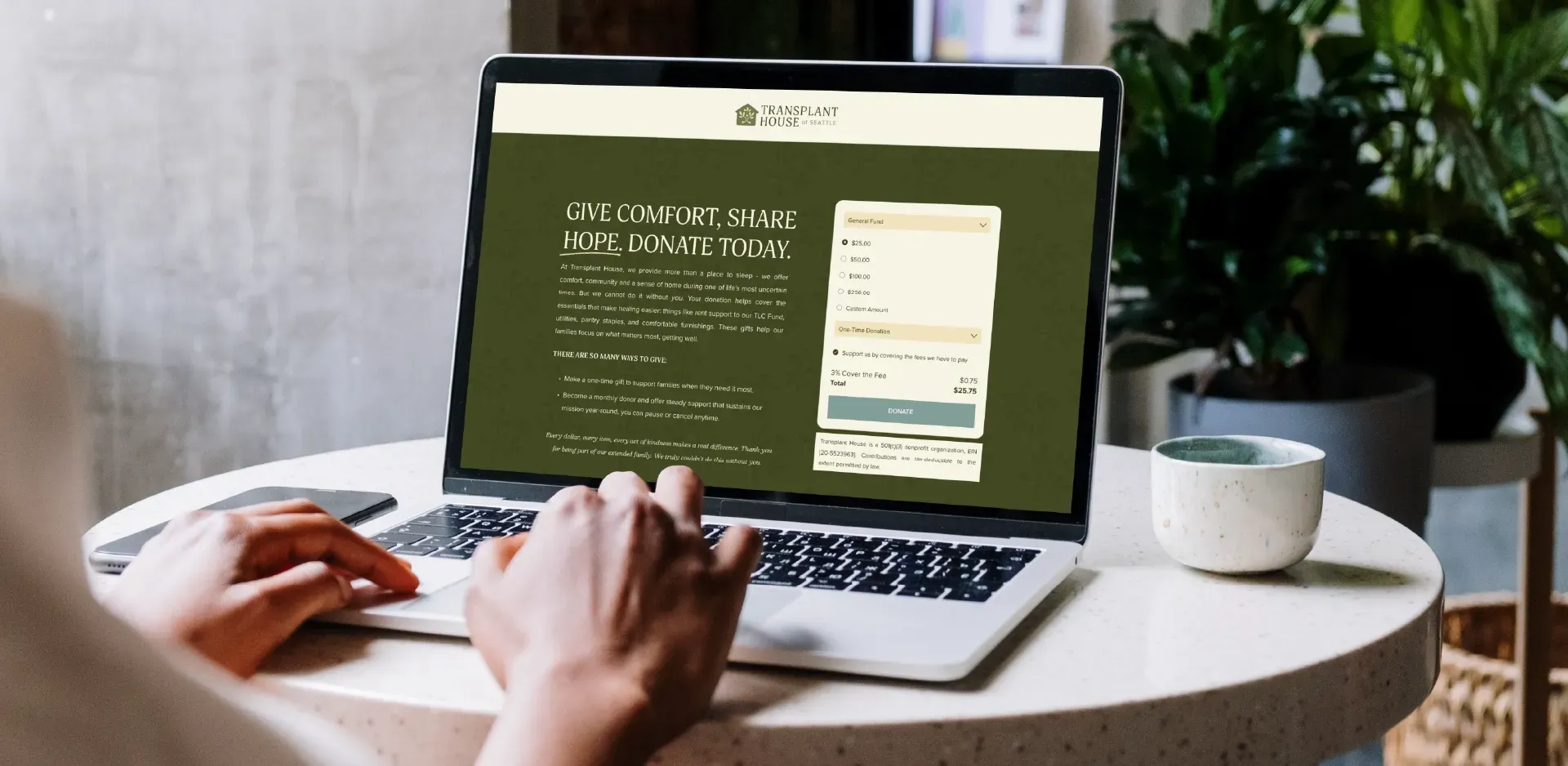 New nonprofit donor page that builds trust.