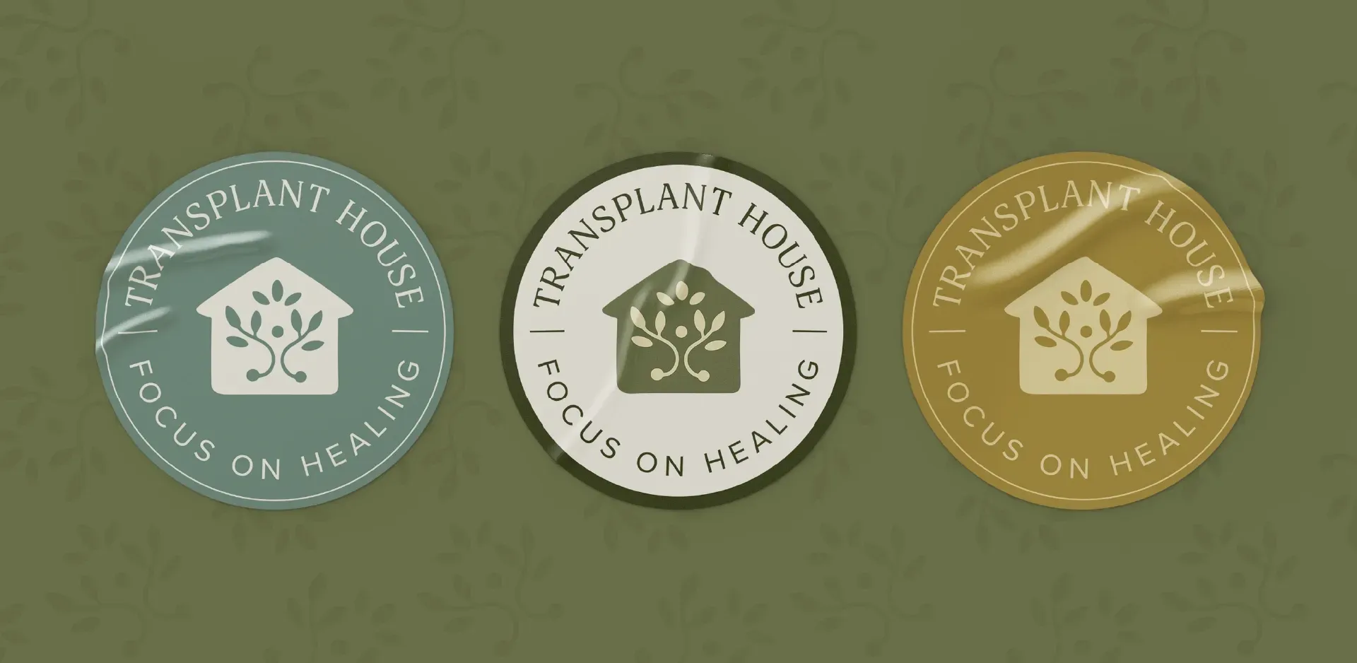 Series of three stickers with refreshed organization logo. Warm and inviting branding and logos.