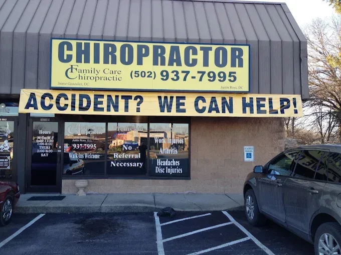 Chiropractor office with a sign that reads