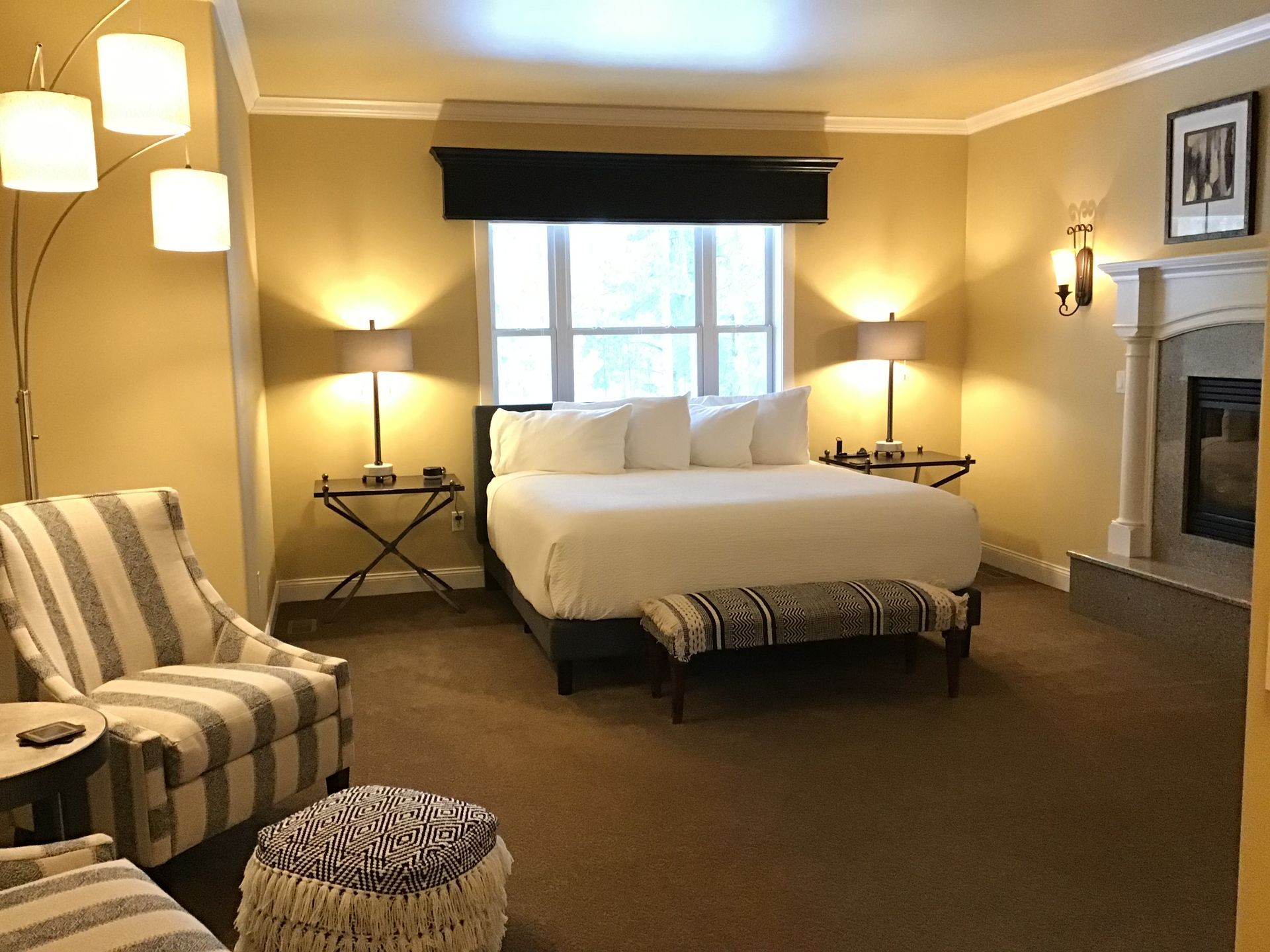 There is a large bed in the middle of the room.