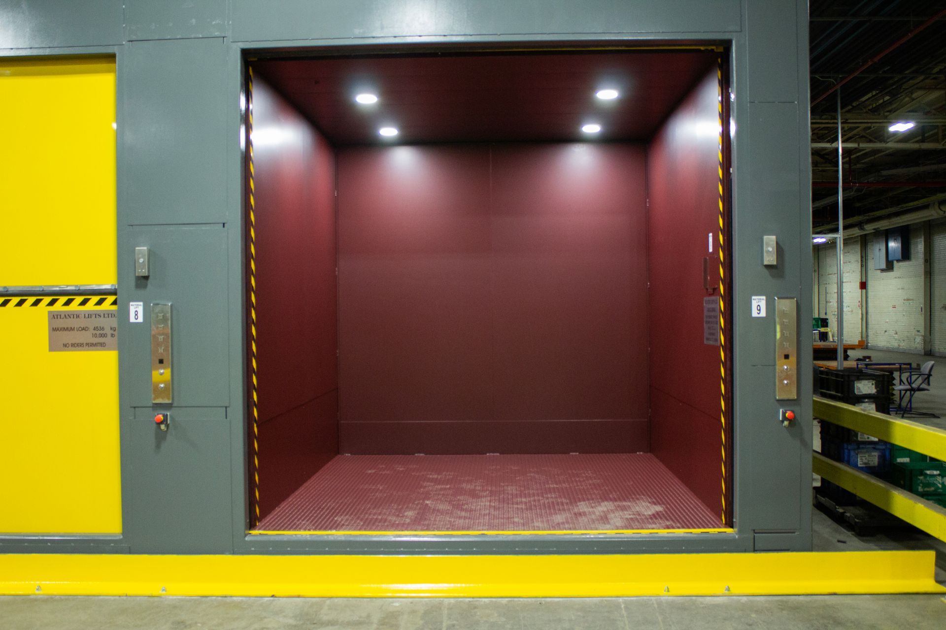 Atlantic Lifts Material Lift with door open to show interior