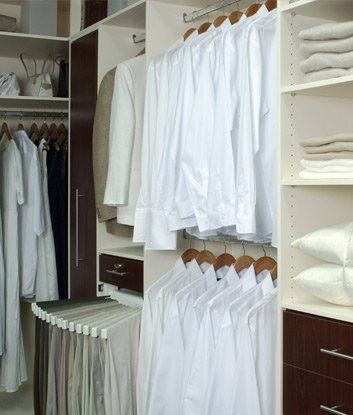 white shirts in wardrobe