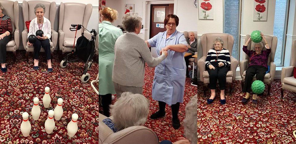 Residents exercising at Avon Park Care Home Southampton