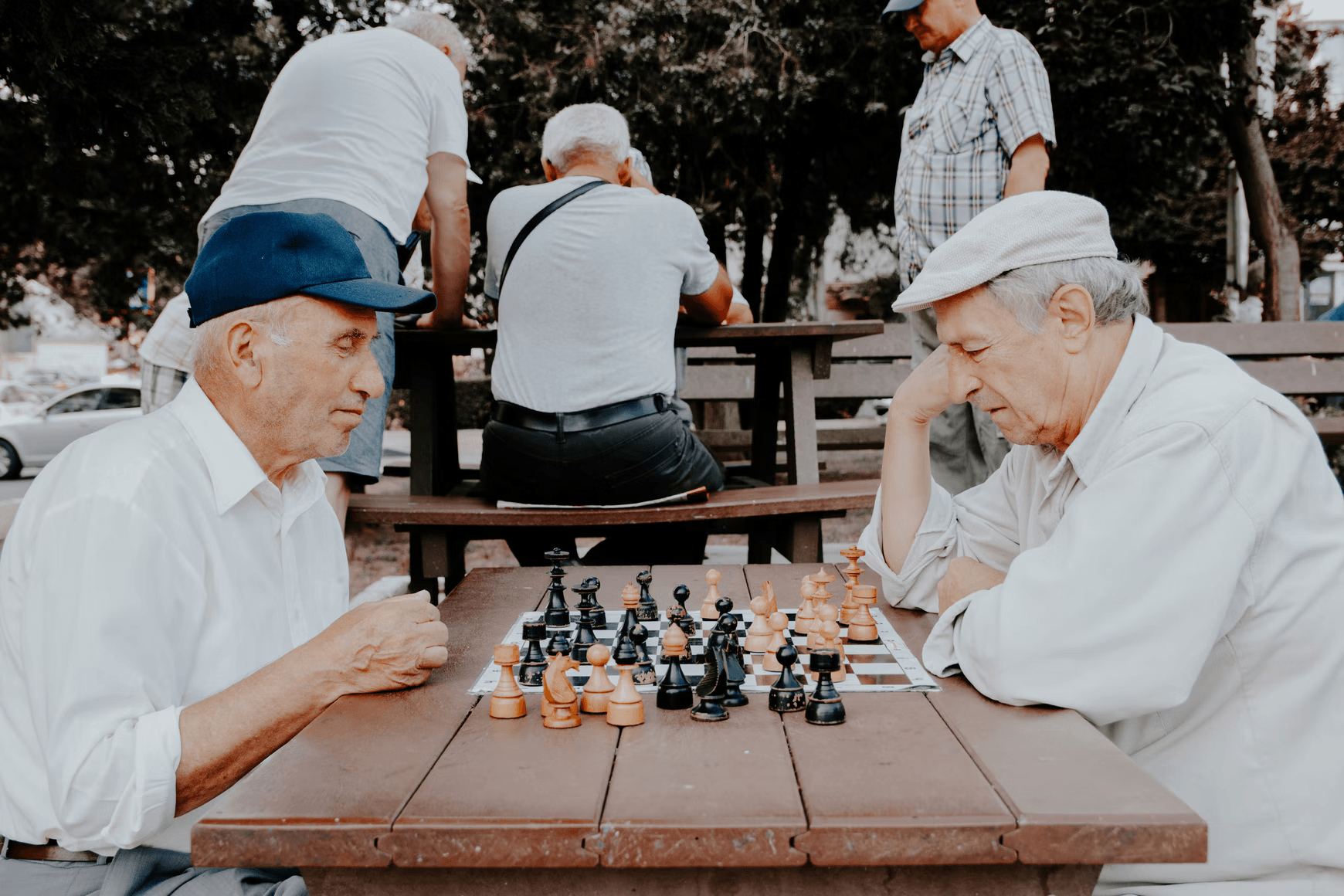 Elderly playing chess