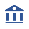 Blue building icon, reminiscent of a bank or government institution.