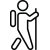 Person hiking with a backpack and a walking stick.
