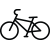 Bicycle icon, black outline, depicting a two-wheeled bicycle.