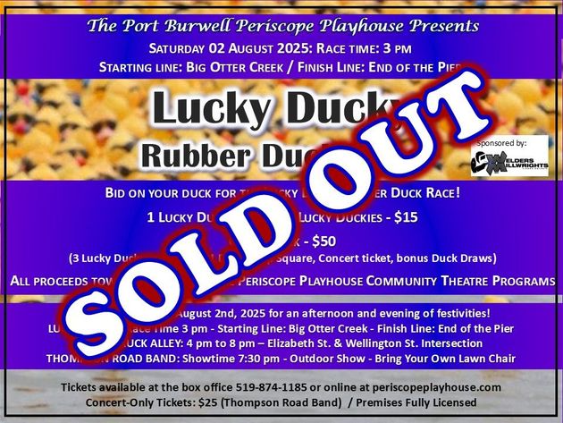 A poster for the lucky ducky rubber duck race