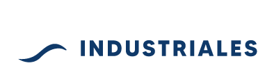 Un logotipo azul y blanco para industriales con una ola en el medio.