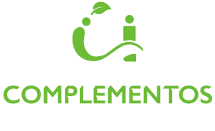 Un logotipo verde con la palabra complementos sobre un fondo blanco.