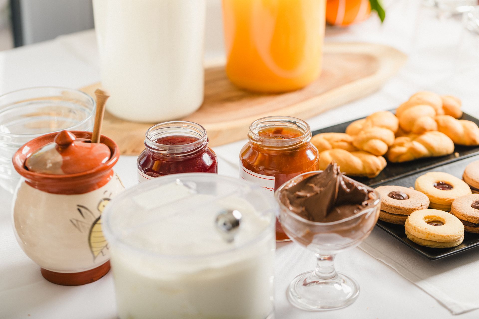 There are many different types of food on the table.