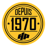 Un cercle jaune sur lequel est écrit depuis 1970