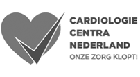 Logo of Cardiologie Centra Nederland: heart shape with checkmark; text reads