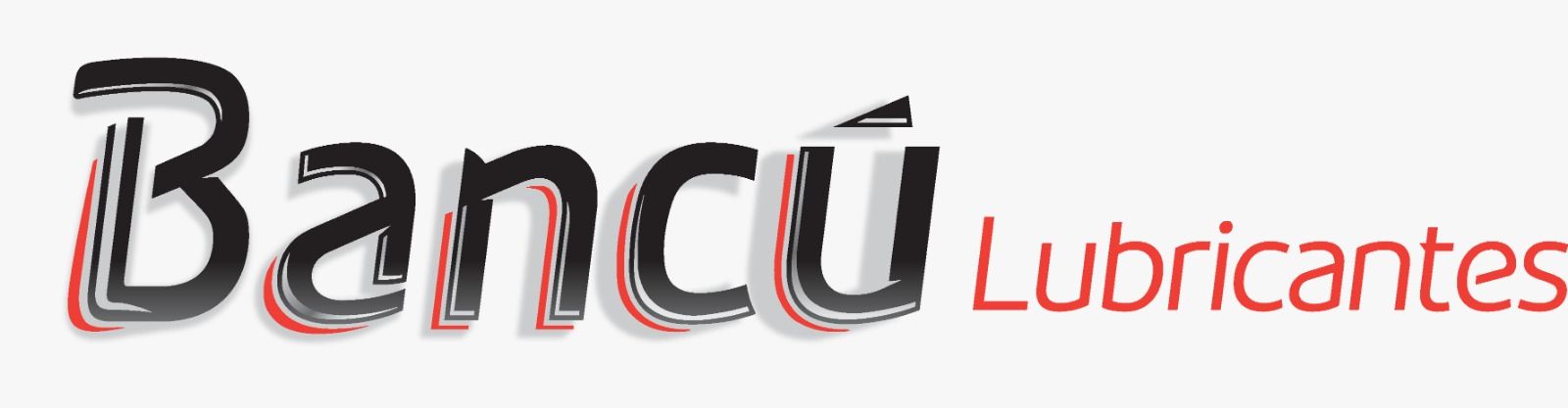 Logotipo para Bancú Lubricantes con el texto “Bancú” en negro y rojo, y “Lubricantes” en rojo.