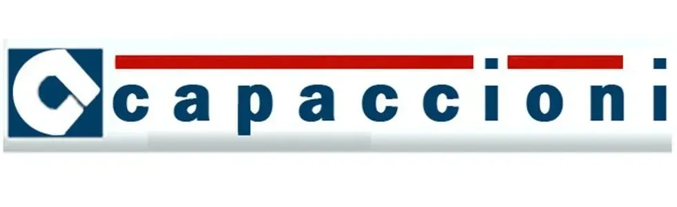 Il logo capaccioni è blu e rosso con bordo bianco.
