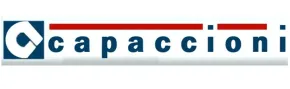 Il logo capaccioni è blu e rosso con bordo bianco.