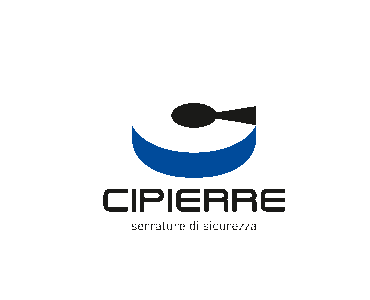 Un logo blu e nero per cipierre con un cucchiaio al centro