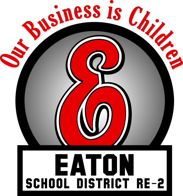 A logo for the eaton school district re-2