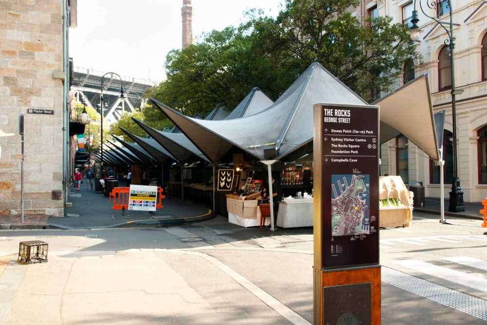 Shade Umbrellas Over Farmers Market — Shade Sails in Tweed Heads, NSW