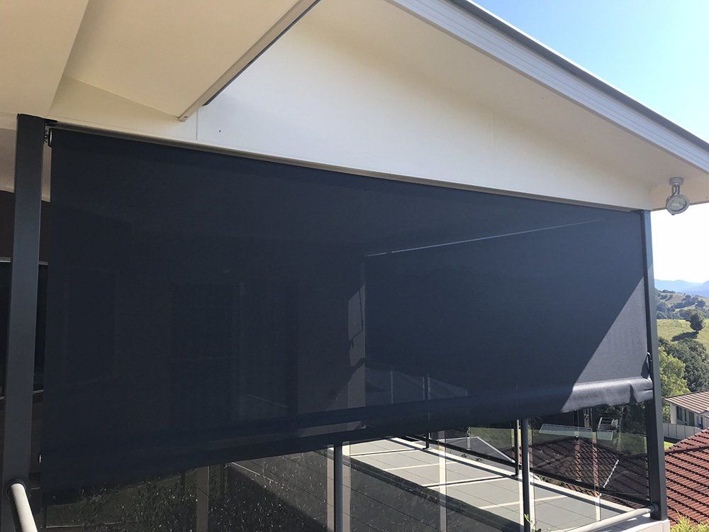 Black See Trough Blinds — Shade Sail Installations in Tweed Heads, NSW