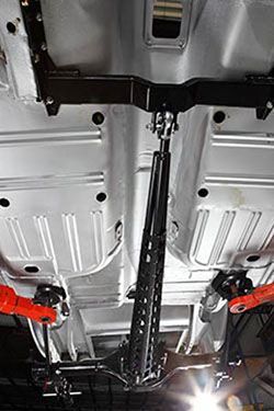 a close up of the underside of a car