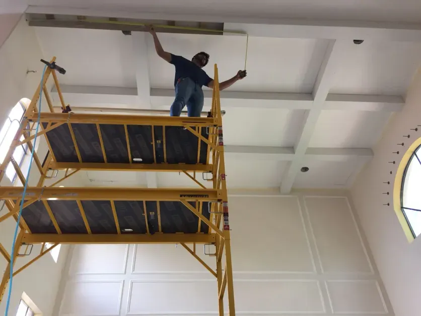 Coffered ceiling in Lighthouse Point, FL by Carpentry Squad hard at work
