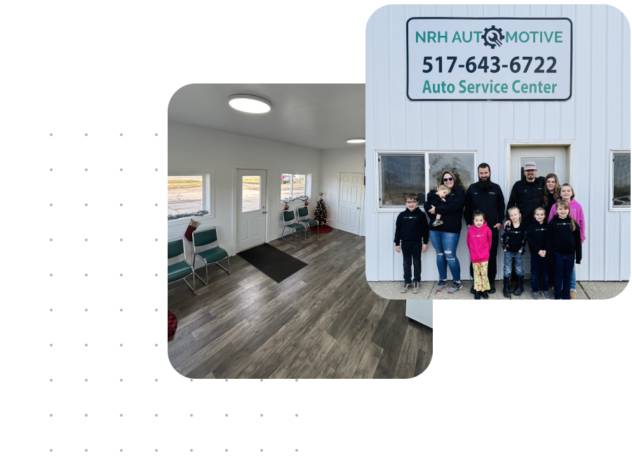 A man is standing in front of a door in a waiting room. | NRH Automotive