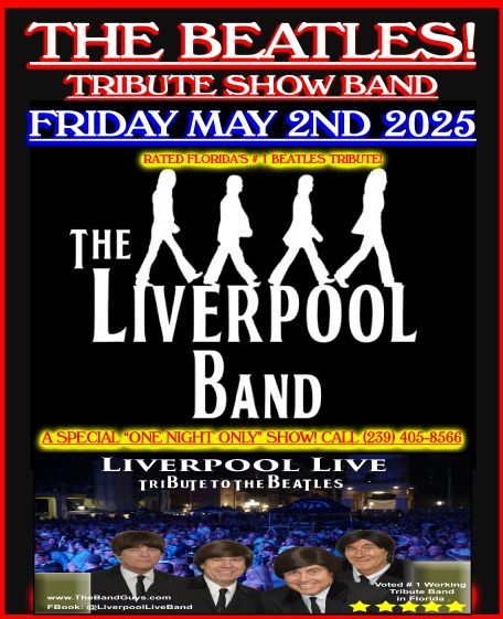 A poster for the beatles tribute show band on friday may 2nd 2025
