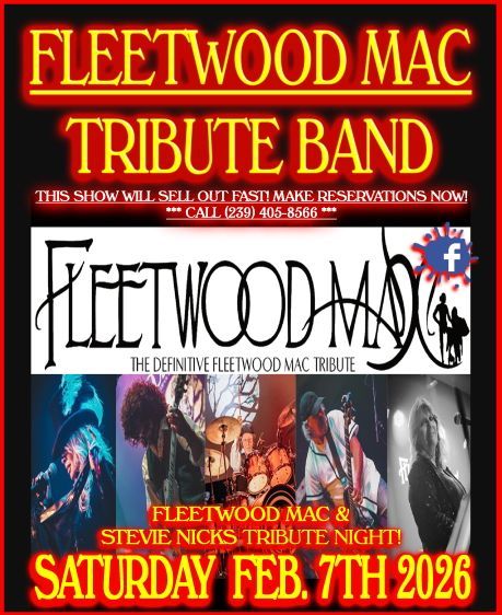 Poster for a Fleetwood Mac tribute band, advertising a show on Saturday, February 7th, 2026.