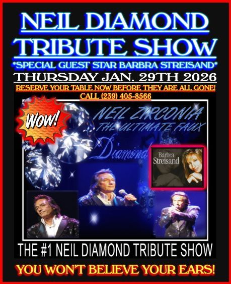Poster for a Neil Diamond tribute show featuring Barbra Streisand.