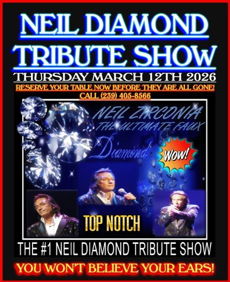 Poster for a Neil Diamond tribute show on March 12, 2026, featuring 