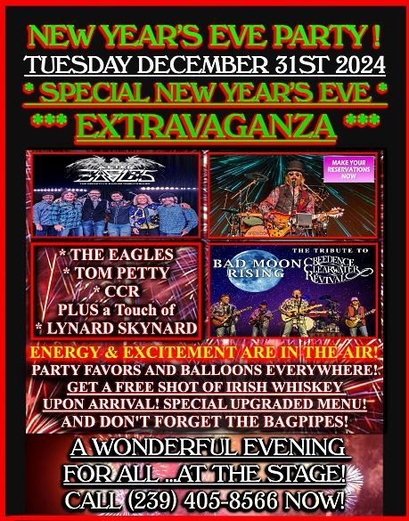 A poster for a new year 's eve party on tuesday december 31st 2024.