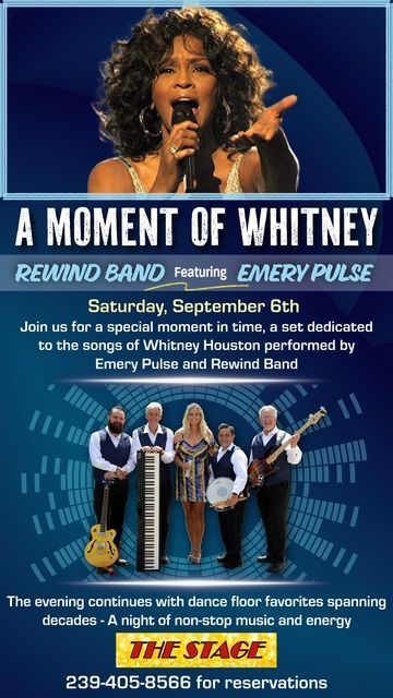 A poster for a moment of whitney featuring emery pulse