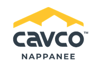Cavco logo with a yellow house roof over dark blue 