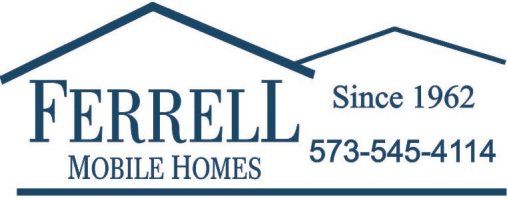 Ferrell Mobile Homes logo with a house icon, text, and phone number.