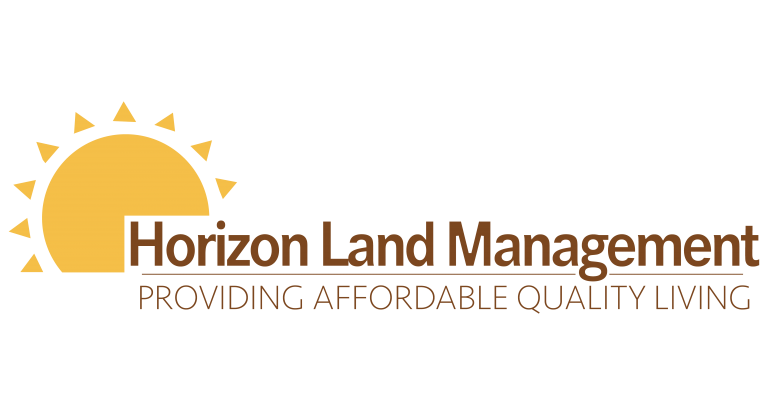 Horizon Land Management logo with a yellow sun and text.
