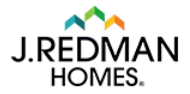J. Redman Homes logo with colorful rooftop design above text.
