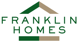 Logo for Franklin Homes, featuring green and tan house outline above text.